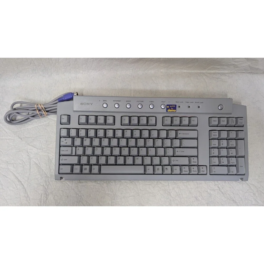 Vintage Very Good Condition Sony VAIO PS2 Wired QWERTY Computer Keyboard